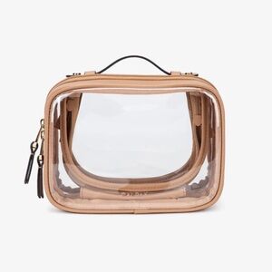 Calpak Small Clear Cosmetics Case in Caramel